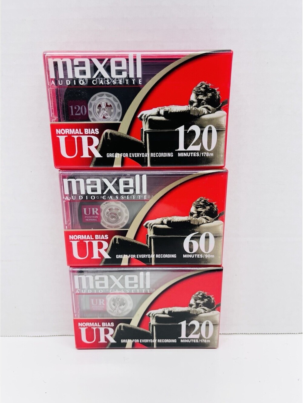 Lot Of 3 Maxell (2) UR 120 & (1) UR 60 Blank Audio Cassette Tapes 120 Minutes